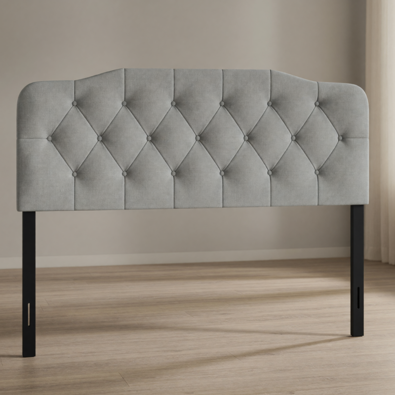 CraftPorch Button Tufted Headboard Set – New, Light Grey, Full Size - College Park, MD