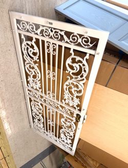 Vintage Ornate Cast Iron Security Door – 80" x 36" – Glass & Hardware Included