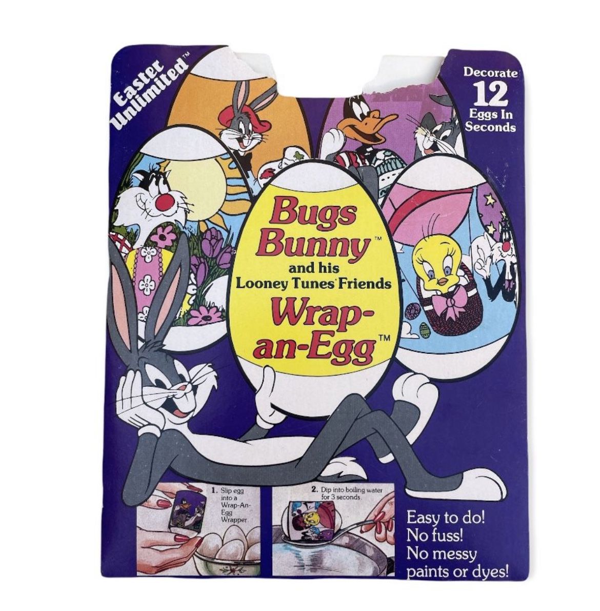 Vintage 1984 - Looney Tunes Bugs Bunny Sylvester The Cat Tweety Bird - Easter - Wrap-an-egg Decoration Set