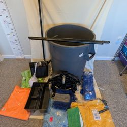 NEW Commercial Cleaning Supplies Bundle – Trash Can, Dolly, Mops
