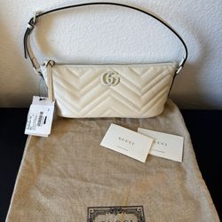 Gucci GG Marmont Matelassé Shoulder Bag In Monochrome Ivory “Mystic White” NWT 