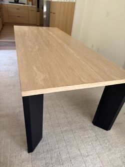 CB2 Sydney 95” Travertine Dining Table – Like New