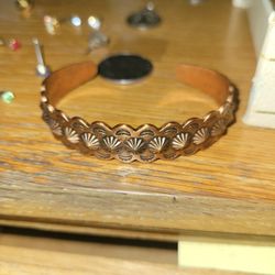 Vintage Southwestern / Native Style Embossed Copper Cuff Bracelet