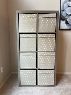 Cube Shelf Unit with 8 Fabric Storage Bins