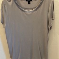 Alfani Grey Satin Collar Top 