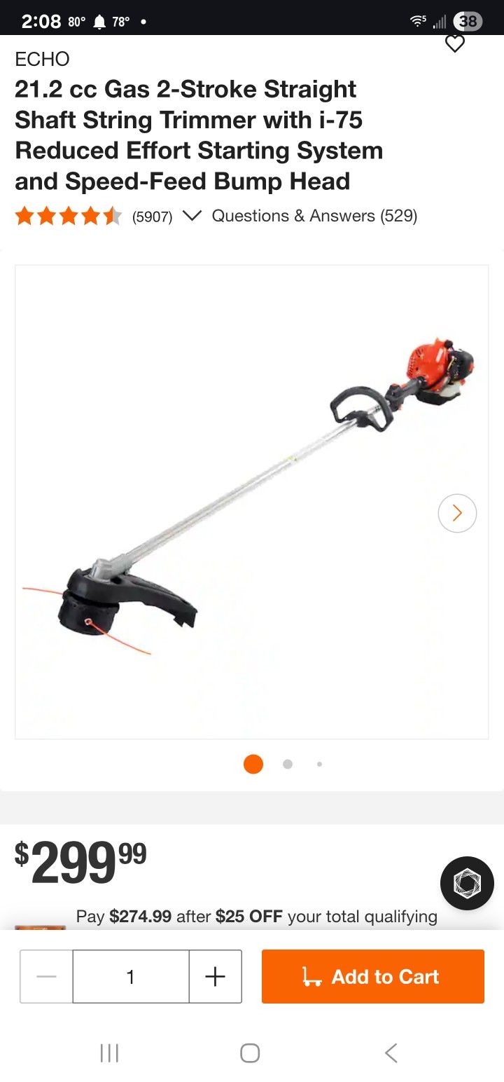 Brand New Echo SRM225i. Sales For $299.99 New At Home Depot Asking $250