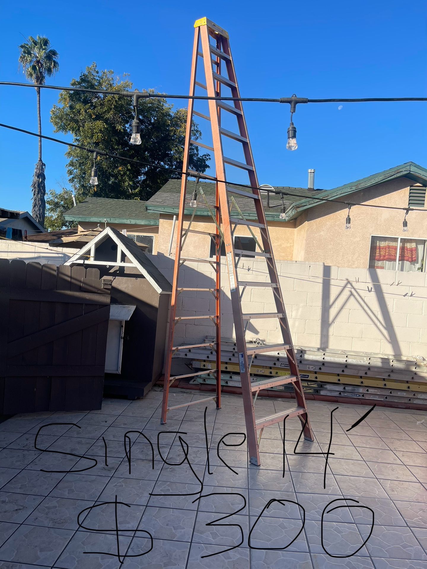 Excellent Condition 14 Feet Single And Double Sides And More Sizes Fiberglass Ladders