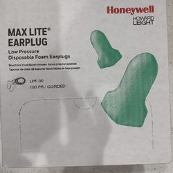 Honeywell max lite earplugs low pressure 100 PR