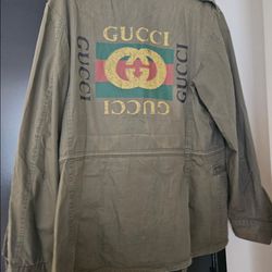 Gucci Printed Canvas Parka In Green Sz 50IT 