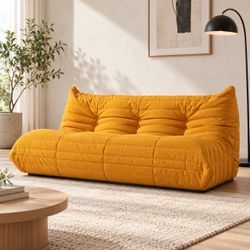 Brand New Togo-Style Teddy Velvet Sofa, yellow
