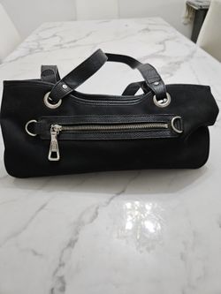 FRANCO SARTO Authentic Vintage Black Canvas Textured Faux Leather Shoulder Bag