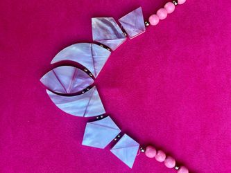 Pink Mother-of-Pearl Geometric Collar Statement Necklace