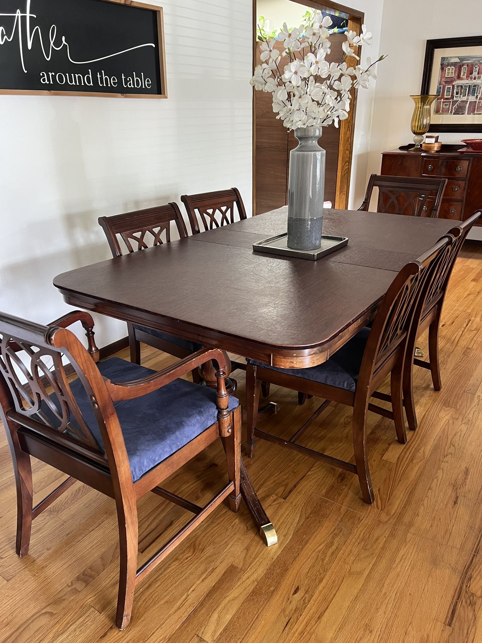 Dining Room Table & Chairs with Buffet Side Table 