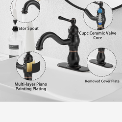 Oil Rubbed Bronze Bathroom Faucet Single Handle One Hole Pop Up Drain  Black And Chrome A10&A45