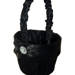 Flower Girl Basket With fake Black And Teal Flowers