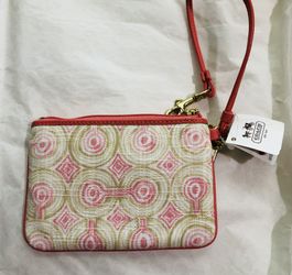 Coach Pink Khaki Multi-Color Wristlet