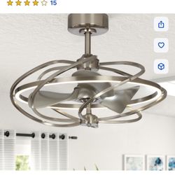 Parrot Uncle 27-in Satin Nickel Ceiling Fan 