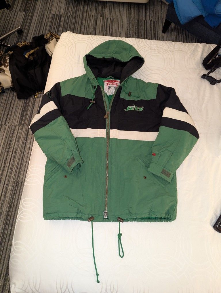 Vintage 90s New York Jets NFL Nutmeg Front Zip Coat Jacket