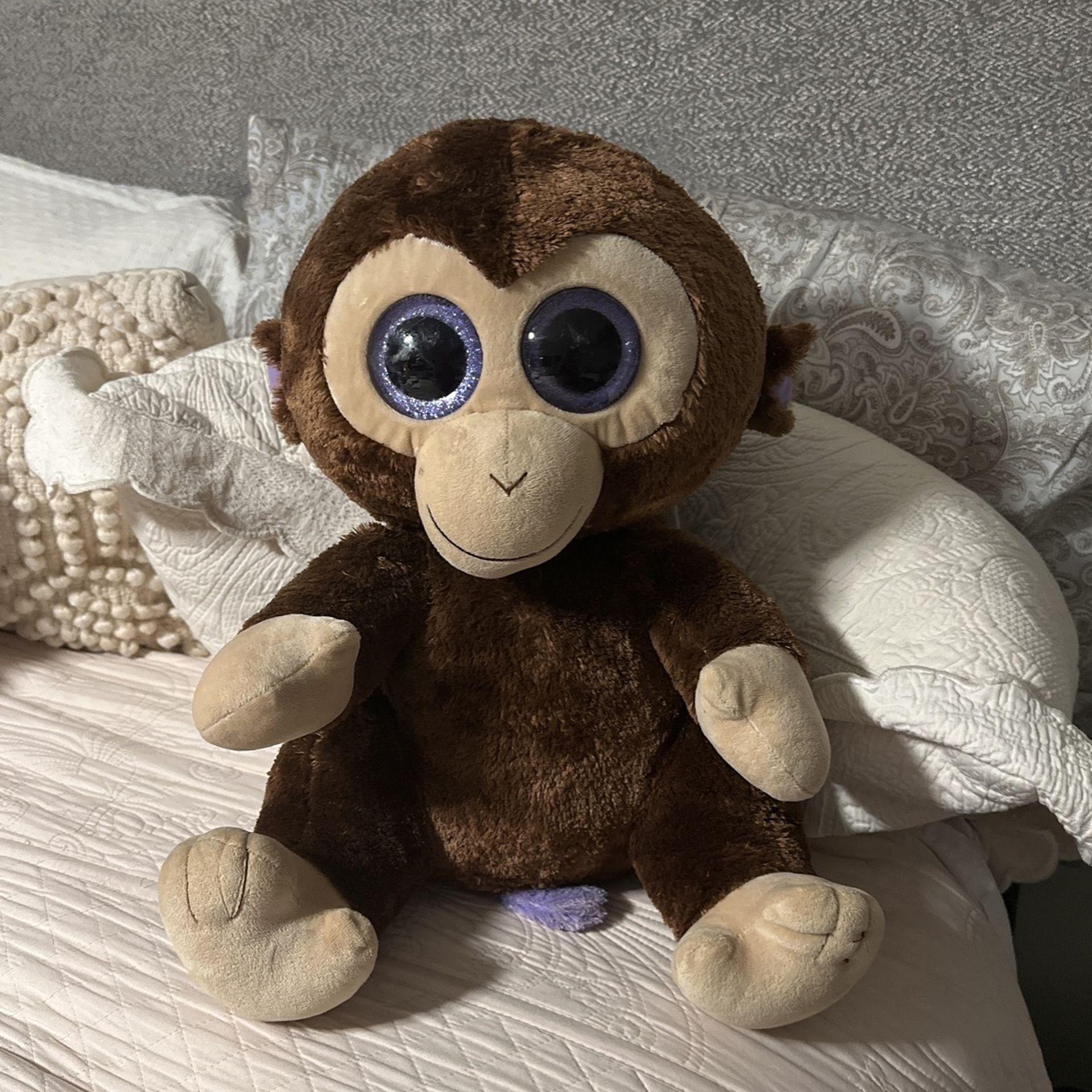 Ty Beanie Boos Plush 18” X Large Monkey Coconut Purple Eyes
