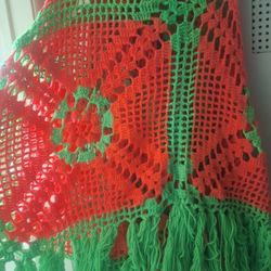 Authentic Green And Pink Poncho