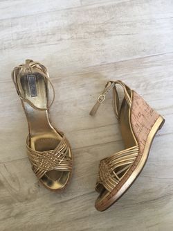 Gold Wedges from Saks Fifth, Size 8.5