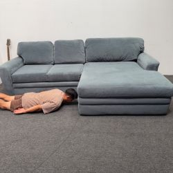 Compact yet Oversized Prestige Sectional Couch - Lunar Rock Color (gray teal) *Rare Size* CanDeliver