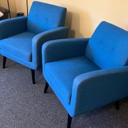 2 Mid-Century, Modern Turquoise Chairs