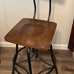 Threshold Woodsboro Adjustable Bar Stool Dark Tobacco Stained Wood Industrial