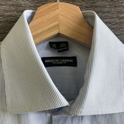 Bergdorf Goodman Blue/White Cotton Striped Dress Shirt - Men’s Size 15 / 38 