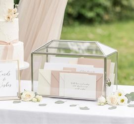 Glass Wedding Card Box with Lock