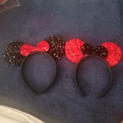 Minnie Mouse Ears - Red and Black Sequins