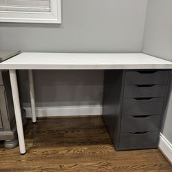 ikea alex drawers with White Table Top  Excellent Condition 