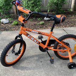 Kids Bike 16” - Orange With Training Wheels