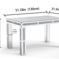 Brand New Rectangle Mirror Dining Table