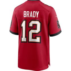 Men's XL Tom Brady Jersey #12 Tampa Bay Buccaneers Red Nike NFL Players on Field