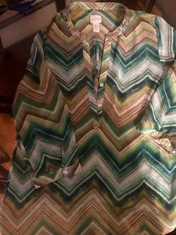 Chico's Chevron Print Sequin Collar Blouse