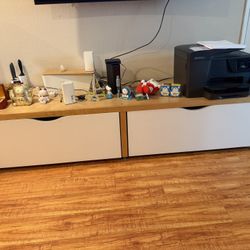 Wood Media Console TV Stand with Drawers