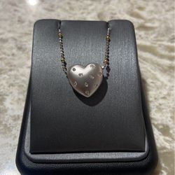 14 K White Gold Diamond Heart Pendant 