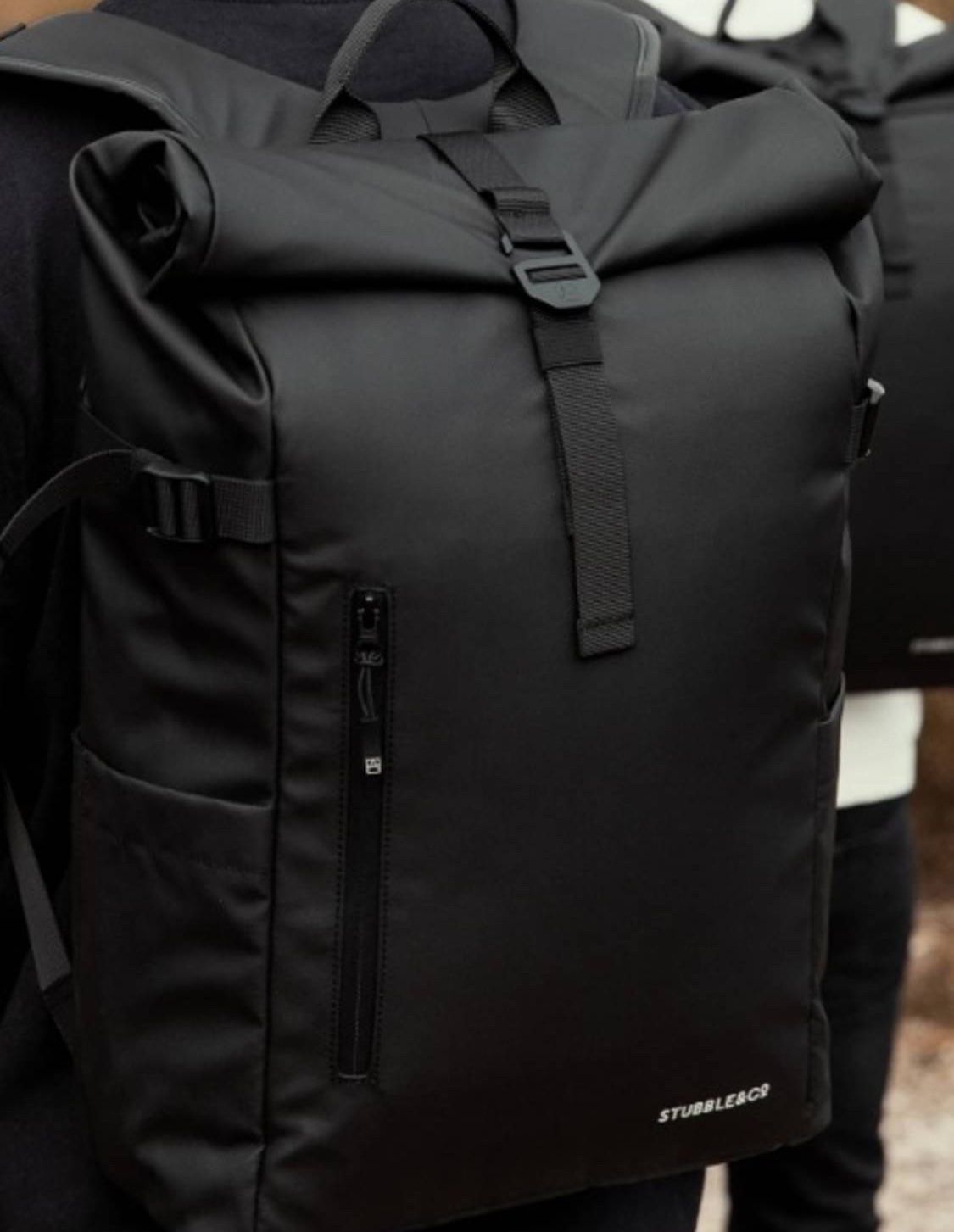 Brand New Stubble & Co Roll Top Backpack - Black, 20L