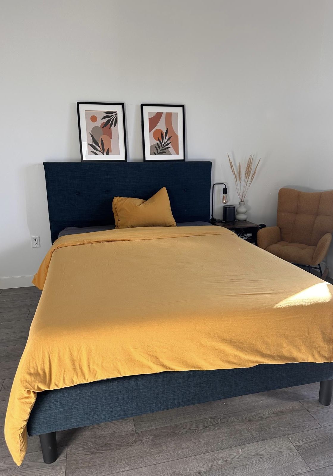 Upholstered Bed Frame - Navy