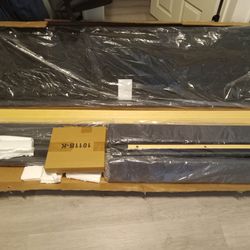 Brand new in box king size bed frame color grey cash only