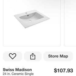 Lavamanos/ Swiss Madison 24 in. Ceramic Single Faucet Hole Vanity Top in White with White Basin