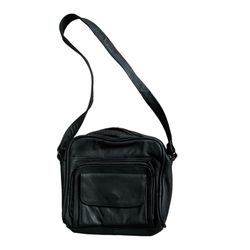 Genuine Leather Messenger Bag Black
