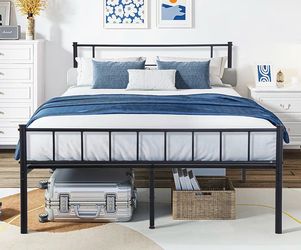 Full  Size Bed Frame Black with headboard and footboard, black s-41