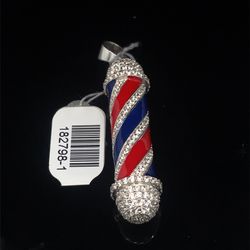 925 Silver CZ Barber Pole Pendant 8.30g 182798