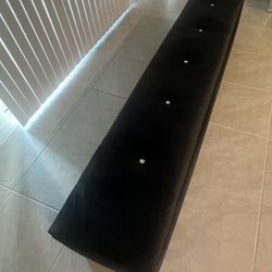 Black velvet storage bench