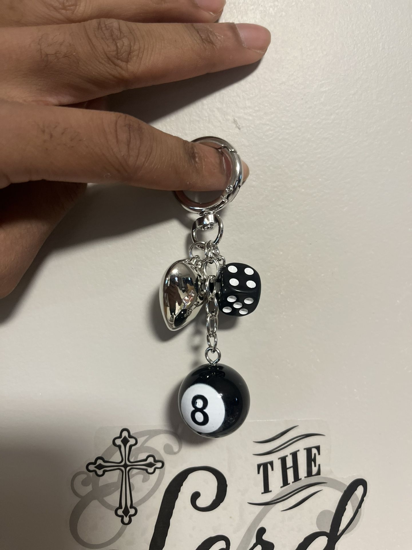 Lucky 8 Ball Dice Heart Keychain | Stylish Bag Charm & Accessory