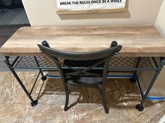 Wood Metal Desk with chair