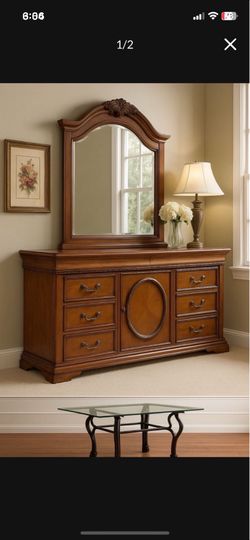 Dresser with Mirror Elegant Wood  $99 ✅ Storage Sale