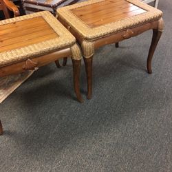  Living Room Tables, Wicker And Wood , VGC, End Tables, 